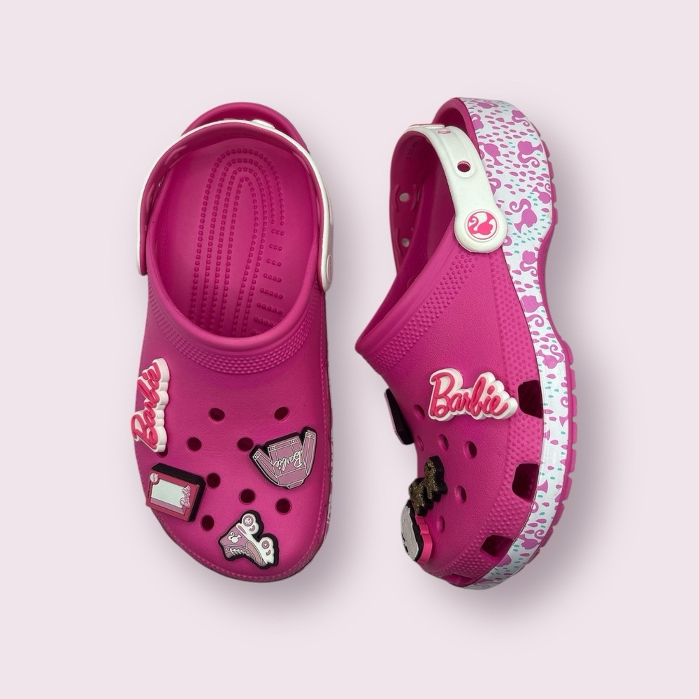 Barbie Crocs Electric Pink Clog Jibbitz Size Womens‎ 8 Mens 6 Slip On